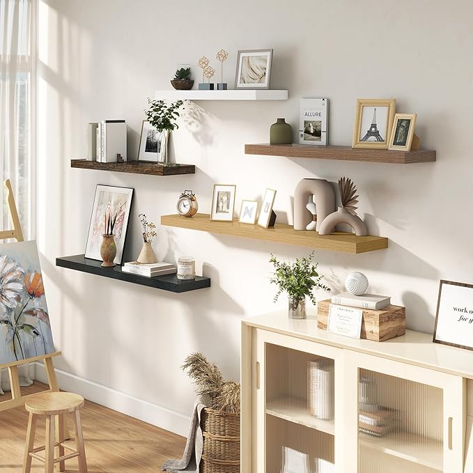 Dreamland 32 Inches Floating Shelves for Wall, 9.3" Deep Long Floating Shelves Set of 2, Large Display & Storage Shelf, Wall Shelf for Bathroom Bedroom Living Room Kitchen Office, White