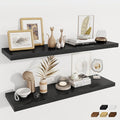 Fun Memories 12 Deep Floating Shelves for Wall, 48W x 12D Extra Large Floating Shelves Set of 2, Hanging Wood Wall Shelves for Living Room, Kitchen, Bedroom, Farmhouse, Laundry Room, Office - Black