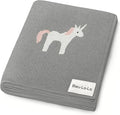 Cotton Baby Swaddle Blanket for Girls and Boys - Buttery Soft Cozy Receiving Swaddle Crib Stroller Blanket for Shower Gift Registry for Newborns, Infants, Toddlers (Unicorn - Grey)