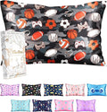 Silk Pillowcase for Kids - 30 x 20 Inches Queen Size Mulberry Silk Pillow Case with Zipper Cute Cartoon Kawaii Teens Girls Boys Pillowcase for Hair and Skin, Sports Elements