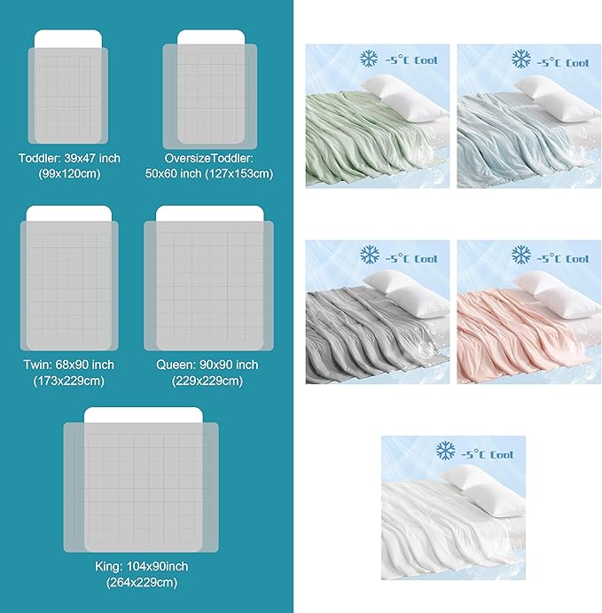 NTBAY Cooling Blanket Twin, 68x90 Inches - Lightweight Summer Bed Blanket for Hot Sleepers, Japanese Double-Sided Q-Max 0.45 Cooling Fabric, Mint Green