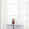 VISIONTEX Sheer Curtains 84 Inches Long 2 Panels Set Beige Moroccan Embroidery Texture Geometric Rod Pocket Ivory White Voile Tulle Semi Window Treatment Pair for Bedroom Living Room 54 x 84 Inches