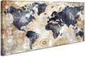 World Map Wall Art Framed Art Print Picture Wall Art Decor Home Interior - Map Picture for Office Wall Decor Canvas Artwork 20x40inch Ready to Hang