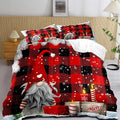 LUVIVIHOME 3PCS Merry Christmas Comforter Set Full Size, Funny Gnome Bedding, Red and Black Plaid Winter Snowflake Christmas Bedroom Decor for Kids Boys Girls Teens Toddler, Xmas Gifts, 2 Pillow Shams