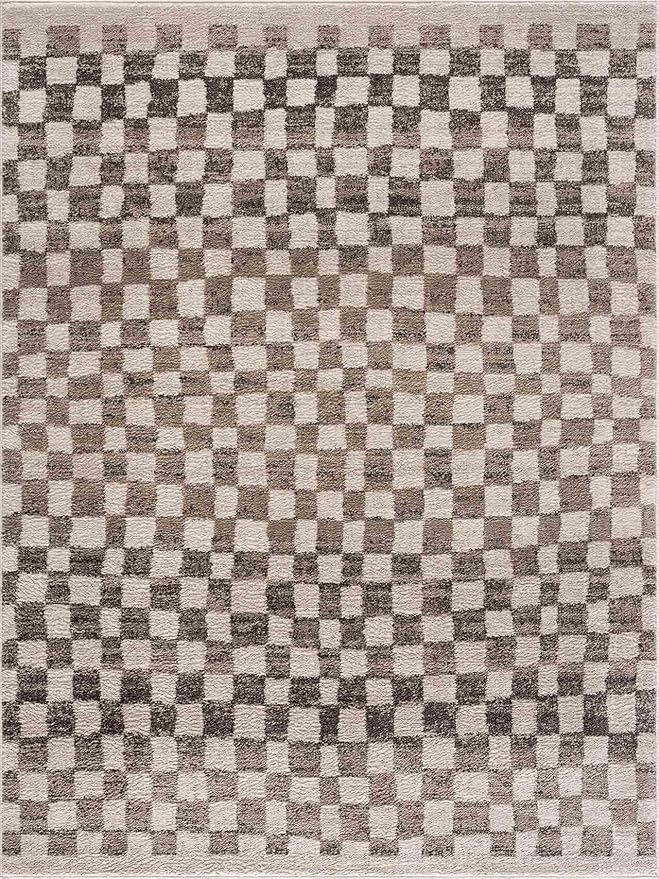 Hauteloom Benjy Living Room, Bedroom Area Rug - Contemporary - Cream, Charcoal - 8'10'' x 12''