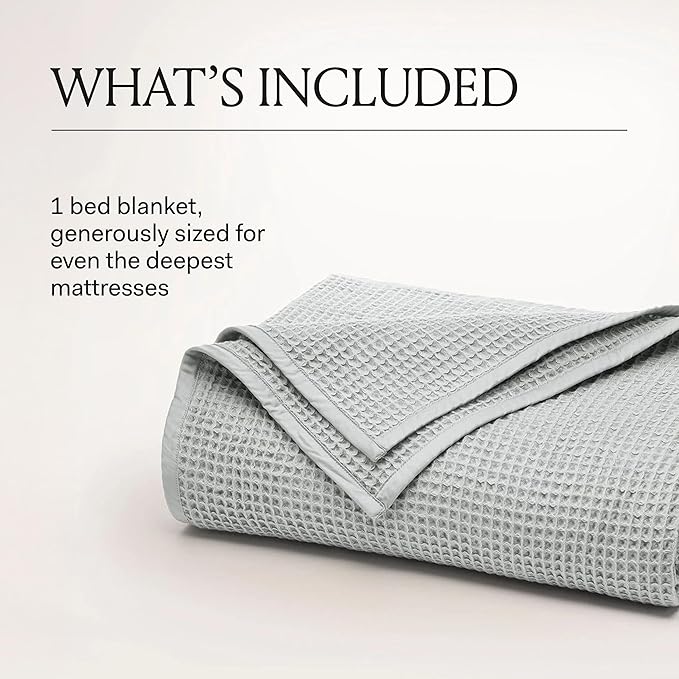 BOLL & BRANCH Waffle Bed Blanket - Twin/Twin XL, Natural - Luxury 100% Organic Cotton - Soft, Lightweight and Breathable - Textured Waffle Weave Design