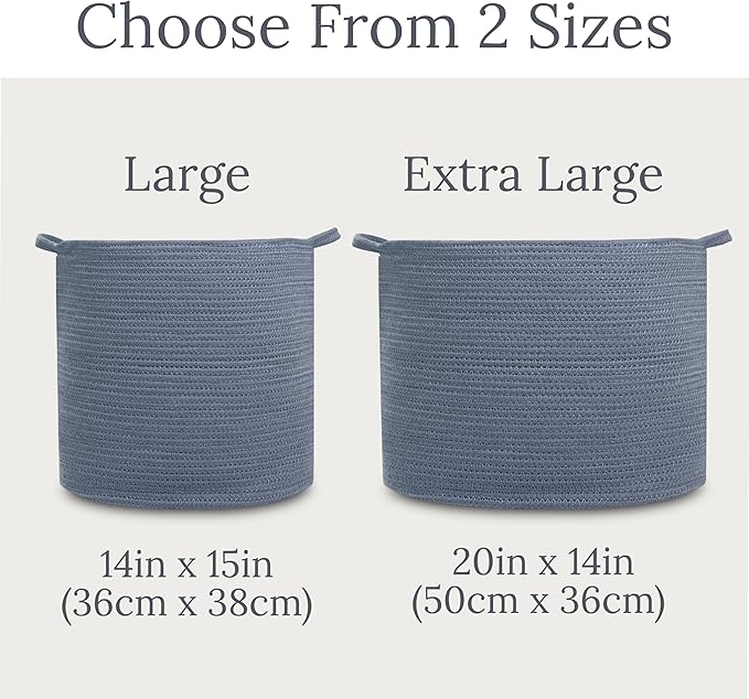 Natemia Large Storage Basket (15" x 15" x 14") - Woven Baskets for Storage, Baby Storage Basket and Toy Organizer, Blanket Basket, Perfect Baby Registry Gift, Rope Baskets for Storage, Basket Storage