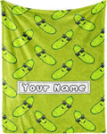 Custom Pickle Throw Blanket for Girls Boys - 40x50 Inches Crib Size - Soft Fluffy Cozy Blankets Gift - Green Funny Blanket Throws for Travel, Office