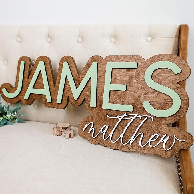 Hickory Hollow Designs Wooden Name Signs, Baby Name Sign, Name Signs for Kids Room, Custom Plaque, (Kason Laine)