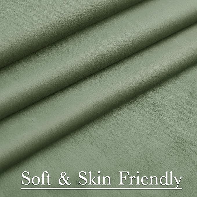 StangH Retro Green Velvet Curtains 84 Inches, Room Darkening Super Soft Drapes with Pleat Tape for Living Room Bedroom, Thermal Insulated Window Treatment, 52 x 84 Inch, 2 Panels