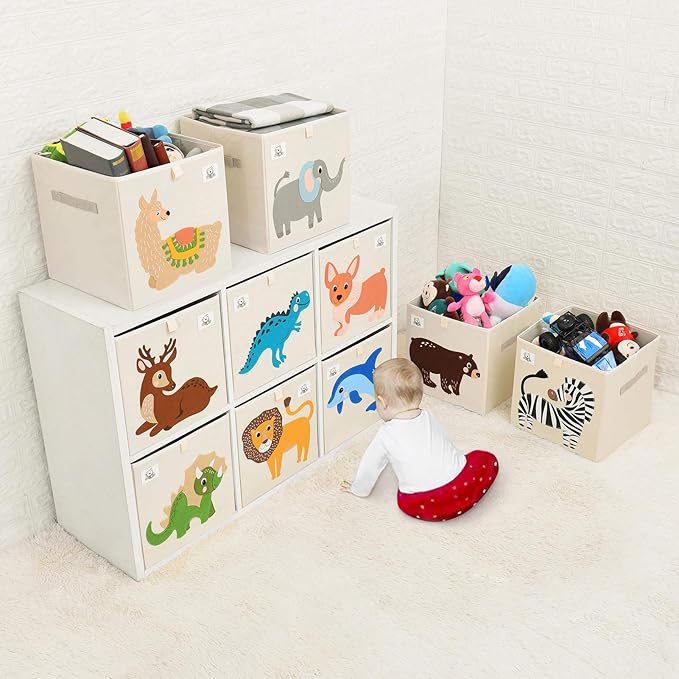 CLCROBD Foldable Animal Cube Storage Bins Fabric Toy Box/Chest/Organizer for Toddler/Kids Nursery, Playroom, 13 inch (Cute Elephant)