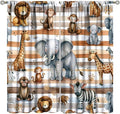 Kids Animal Curtains Elephants Giraffes Monkeys Lions Zebras Window Treatment for Kids Boys Girls Nursery Baby Bedroom Playroom Home Decor Window Drapes 63" W X 63" L