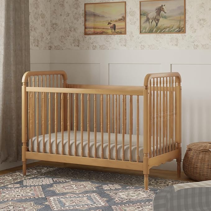 Namesake Liberty 3-in-1 Convertible Baby Crib w/Wooden Toddler Bed and Daybed Conversion - Durable, Easy to Assemble & GREENGUARD Gold Certified - 4 Adjustable Mattress Heights - Honey