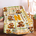 Personalized Custom Sunflower Highland Cow Blanket Gifts for Kids Boys Girls with Name - Customized Sunflower Highland Cow Super Soft Fuzzy Flannel Sheets Decor for Crib Nap Couch - 60"x80" for Adult