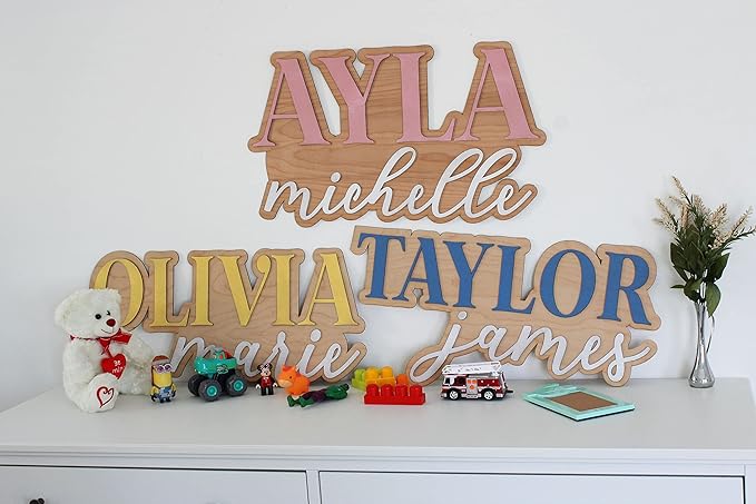 Large Wood Nursery Sign | Nursery name sign for Kids | Custom Wood Name Sign | 3D Wood Baby Name Sign (Black)