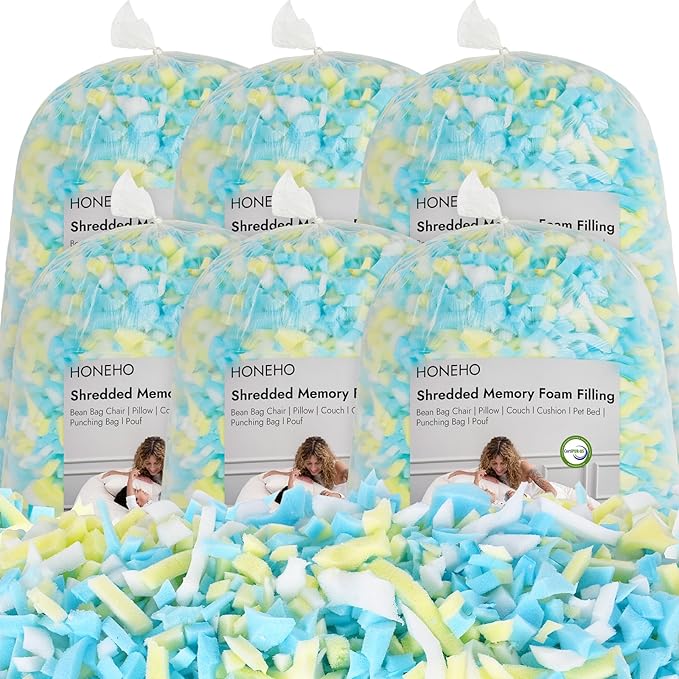 30lbs Shredded Memory Foam Bean Bag Filler, Soft and Convenient Bean Bag Filling Pillow Stuffing for Beanbag, Couch, Cushion, Stuffed Animals, Dog Bed, Arts Crafts