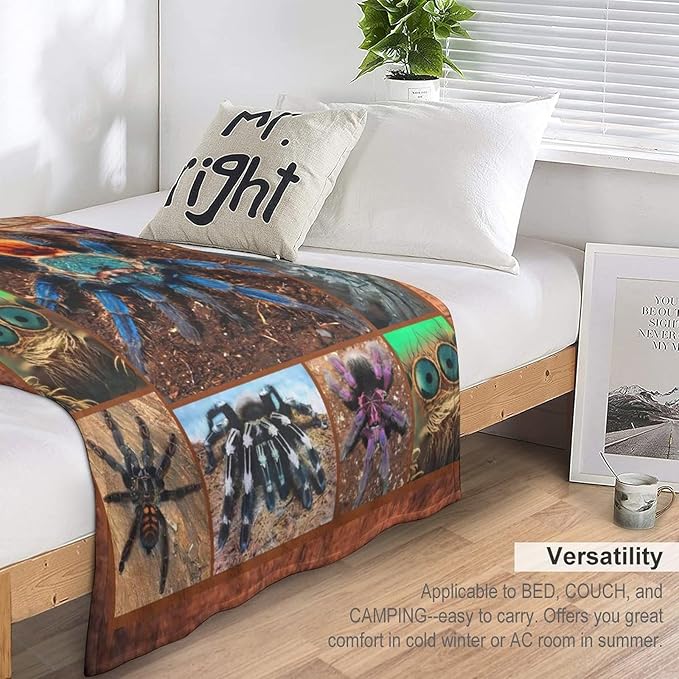Tarantula Spider Blanket Gifts for Tarantula Lovers Tarantula Throw Blanket for Men Women Kids Adults Soft Warm Cozy Fleece Blanket for Couch Sofa Bed 60"x80"
