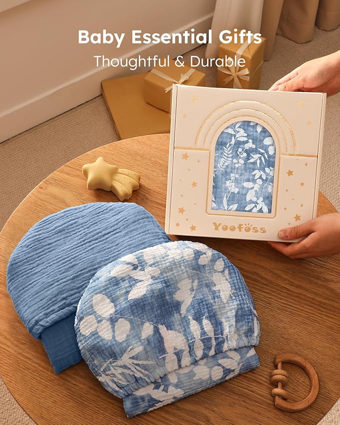 Yoofoss Muslin Pack and Play Sheets Fitted, Organic Mini Crib Sheets for Boys Girls, Playard Sheet Compatible with Pack N Play Mattress, Soft, Breathable and Durable 38"x26"