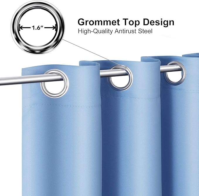 ChrisDowa Small Window Curtains for Kitchen and Bedroom - Grommet Short Thermal Insulated Room Darkening Curtains (2 Panels, Sky Blue, 36 x 24 Inch)
