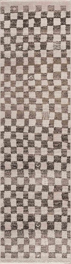 Hauteloom Benjy Hallway, Kitchen Runner Rug - Contemporary - Cream, Charcoal - 2'7" x 7'3"