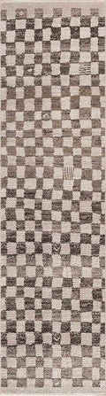 Hauteloom Benjy Hallway, Kitchen Runner Rug - Contemporary - Cream, Charcoal - 2'7" x 7'3"