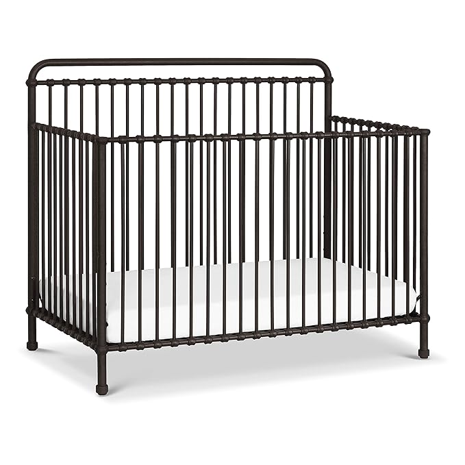 Namesake Winston 4-in-1 Metal Baby Crib Convertible to Toddler Bed & Daybed & Full-Size Bed - GREENGUARD Gold Certified - 4 Adjustable Mattress Heights - Conversion Kit Sold Separately - Vintage Iron