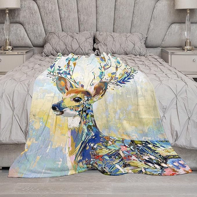 Deer Blanket Forest Deer Gifts for Girls Boys Woman Kids Hunting Lover Throw Blankets Soft Blanket Warm Fleece Flannel Plush Blankets for Bed Sofa Couch 50"x60"