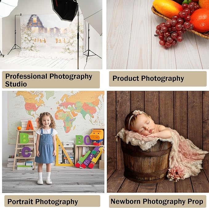 Kate Photography Foor Mats Grey Retro Wood Printed Floor Mats Rubber Floor Mat Newborn Photography Drops Photo Studio Props 8X5ft