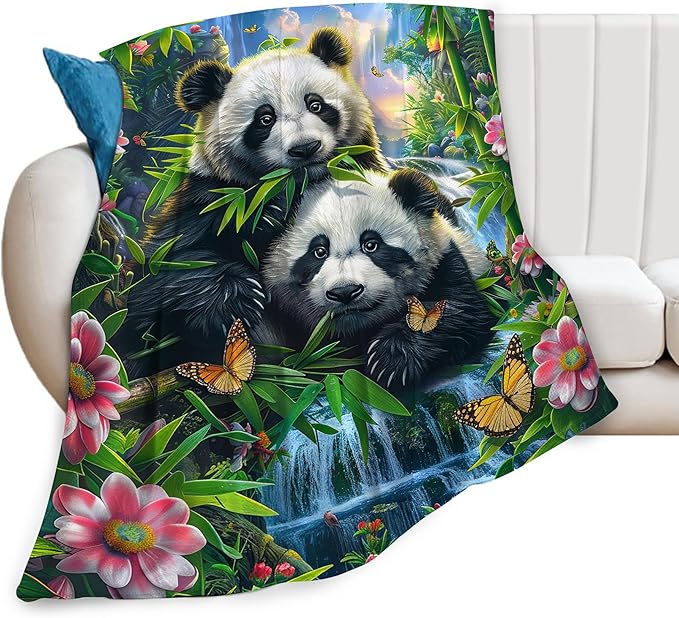 Panda Blanket Funny Pandas Gifts for Girls Boys Woman Kids Cute Panda Lover Bear Throw Blankets Soft Warm Fleece Flannel Plush Blankets for Bed Sofa Couch 40"x50"