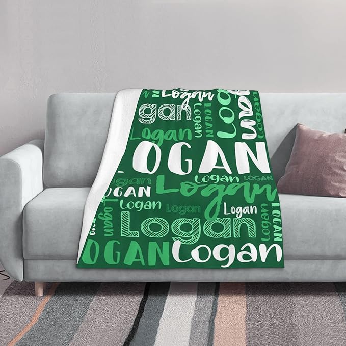 Dr.TOUGH Personalized Blankets with Name Customized Baby Blankets for Girls Boys Adults Monogrammed Blankets and Throws Christmas Birthday Mothers Fathers Valentines Day Gift (Green,60''×80'')