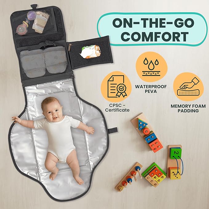 Portable Changing Pad for Newborns, Travel Diaper Changing Pad - Waterproof, Foldable & Detachable Diaper Changing Station for Baby Registry Search