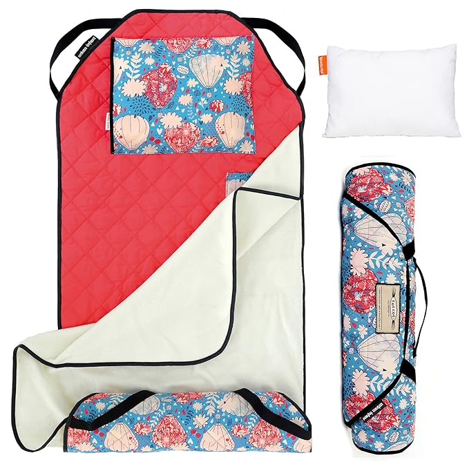 Personalized Tot Cot Kids Nap Mat - Toddler Preschool Daycare Bedding Cover with Blanket and Pillow - Ages 2 Yrs to 5 Yrs