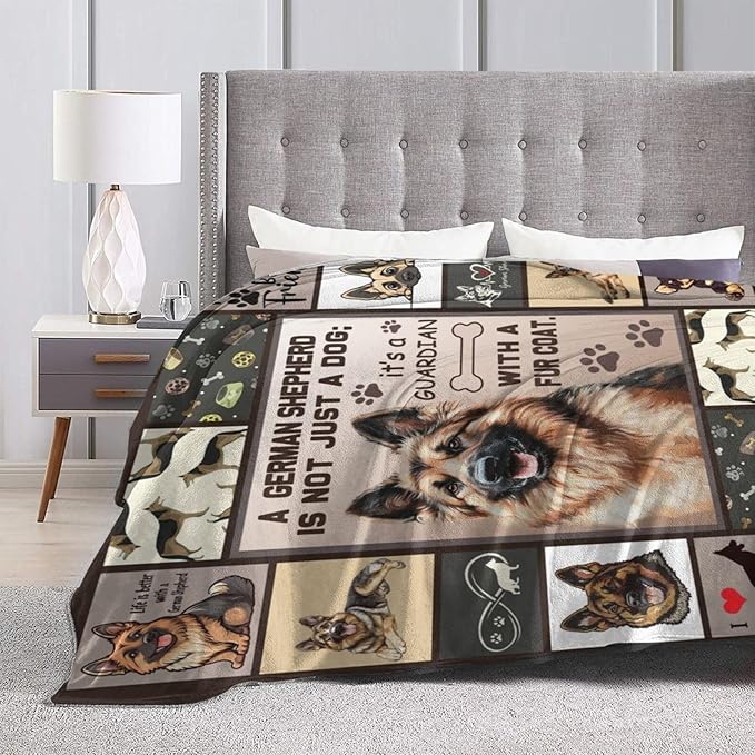German Shepherd Decor Blanket German Shepherd Gifts Throw Blanket Super Soft Flannel Lightweight Fluffy Plush Fuzzy Fleece Blanket for Dog Lover Girl Woman Boys Kids Adults Man for Bed Sofa 60"X80"
