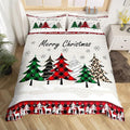 Manfei Xmas Trees Duvet Cover Set Twin Size, Merry Christmas Bedding Set 2pcs for Kids Boys Girls, Pine Trees Snowflake Deers Comforter Cover Soft Polyester Quilt Cover with 1 Pillowcase,No Comforter