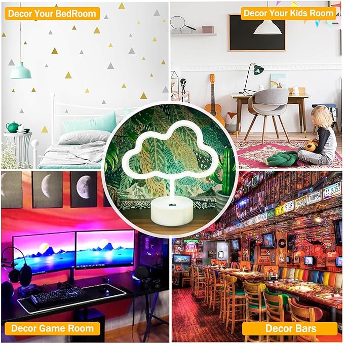 Cloud Neon Sign - White LED Cloud Light for Bedroom Decor, USB/Battery Powered, Aesthetic Neon Sign Lamp for Kids, Teens, Adults, Birthday Parties, Christmas