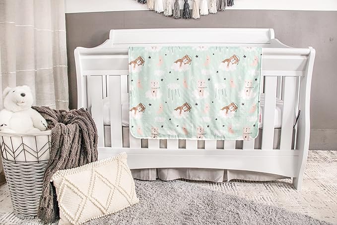 Top Tots Deluxe Minky Baby Blanket - Sleeping Bears on Clouds, 40 x 29 Inch White