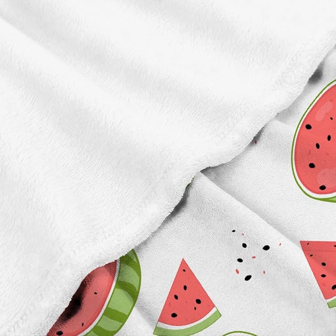 Thuswarm Watercolor Watermelon Fruit Print Flannel Throw Blanket Warm Cozy Soft Funny Print Blankets for Bed Couch Sofa Room Decoration Gifts 120”×90” Extra Large for Family
