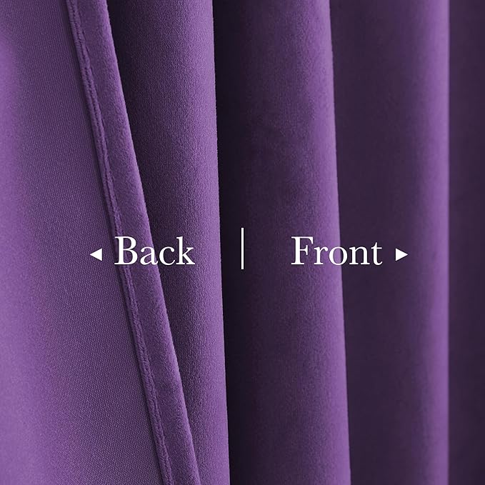StangH Purple Velvet Curtains 52x84 inches, Room Darkening Super Soft Drapes for Bedroom Living Room, Thermal Insulated Window Treatment, 2 Panels