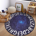 LIVEBOX Kids Play Room Round Rug for Bedroom, ABC Washable Rug for Classroom, Large Circle Rug for Playroom,Galaxy ABC Rugs Educational Learning Carpet for Classroom Dorm(71",Star Blue)