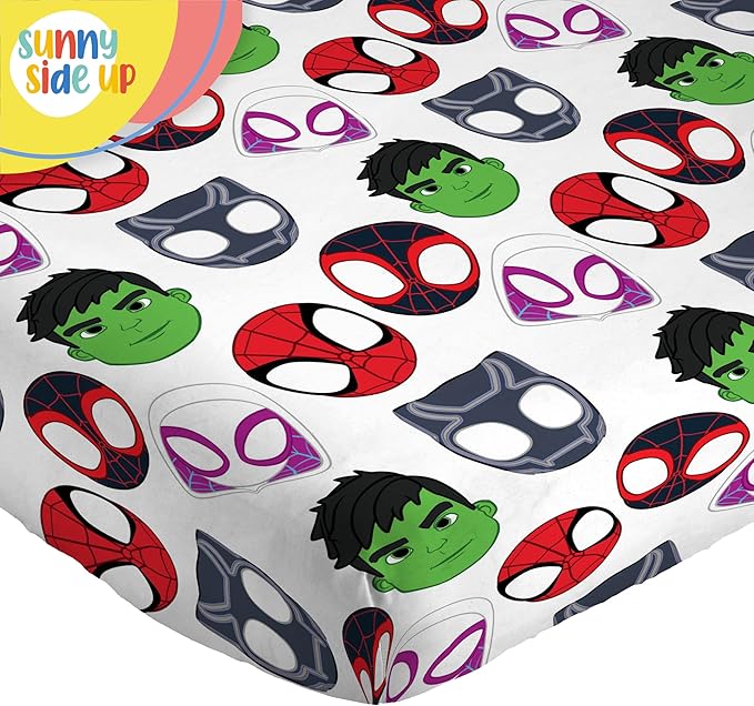 Sunny Side Up Spidey & His Amazing Friends Full Sheet Set - 4 Piece Kids Bedding Set Includes Pillow Cover - Super Soft Superhero Microfiber Sheets Features Miles Morales & Ghost Spider