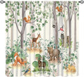 Woodland Animal Curtains, Cartoon Wild Rustic Forest Animals Pattern Blackout Window Treatments, Rod Pocket Thermal Insulated Drapes 2 Panel Sets for Kids Bedroom Nursery Classroom, 55" W X 63" L
