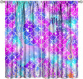 Dream Mermaid Curtains for Kids Boys Girls Ocean Theme Colorful Rainbow Fish Tail Blackout Window Treatment for Bedroom Nursery Room Decor Window Drapes 42" W X 45" L