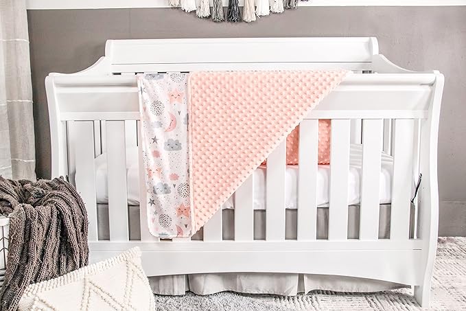 Top Tots Deluxe Minky Baby Blanket - Nighttime Smiles, 40 x 29 Inch Apricot