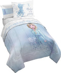 Disney Frozen 2 Elsa Color Block 5 Piece Twin Bed Set - Includes Reversible Comforter & Sheet Set Bedding - Super Soft Fade Resistant Microfiber - (Official Disney Product)