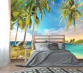 XMPMBM-Beach Palms Landscaping Fabric Wallpaper Tree Leaf Living Room Bedroom Bathroom Wall Mural-W 154" X H 105"（112 Square Foot）