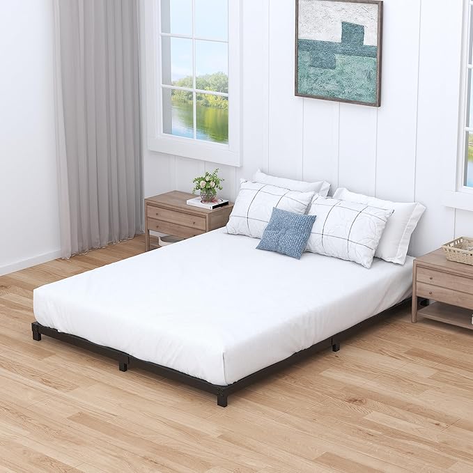 3 Inch Bed Frame Full Low Profile, Full Size Metal Bed Frame No Box Spring Needed, Heavy Duty Metal, Easy Assembly, Black