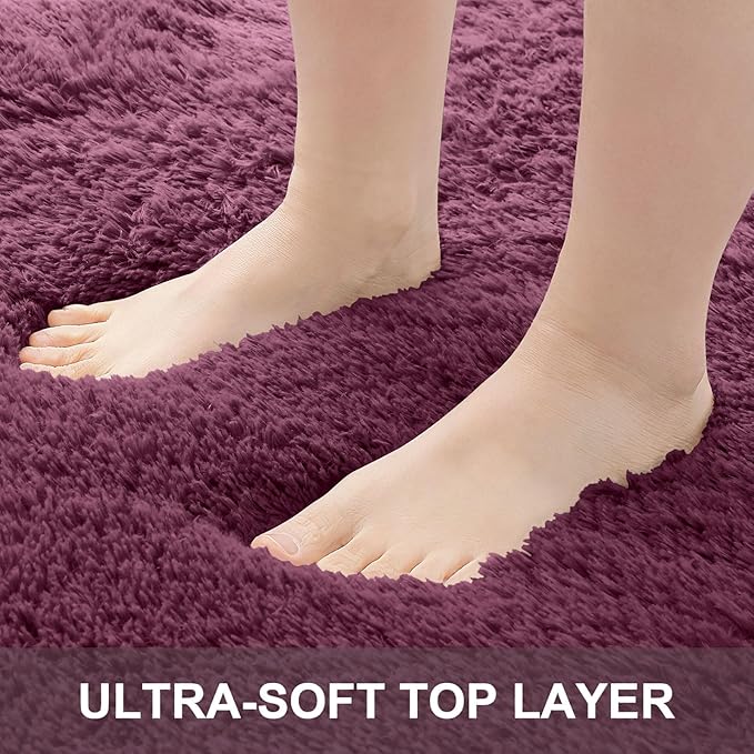 OLANLY 5x8 Machine Washable Large Area Rugs for Living Room, Bedroom, Soft Fluffy Shaggy Bedside Rug, Indoor Floor Carpet for Kids Girls and Boys, Dorms, Nursery, Home Decor Aesthetic, Burgundy