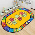 Kids Hopscotch Area Rug, 4x5ft, Playmat for Boys & Girls, Alphabets and Numbers Educational Learning & Fun Game Oval Rug, Soft Non-Slip Machine Washable Rug for Playroom Classroom Nursery