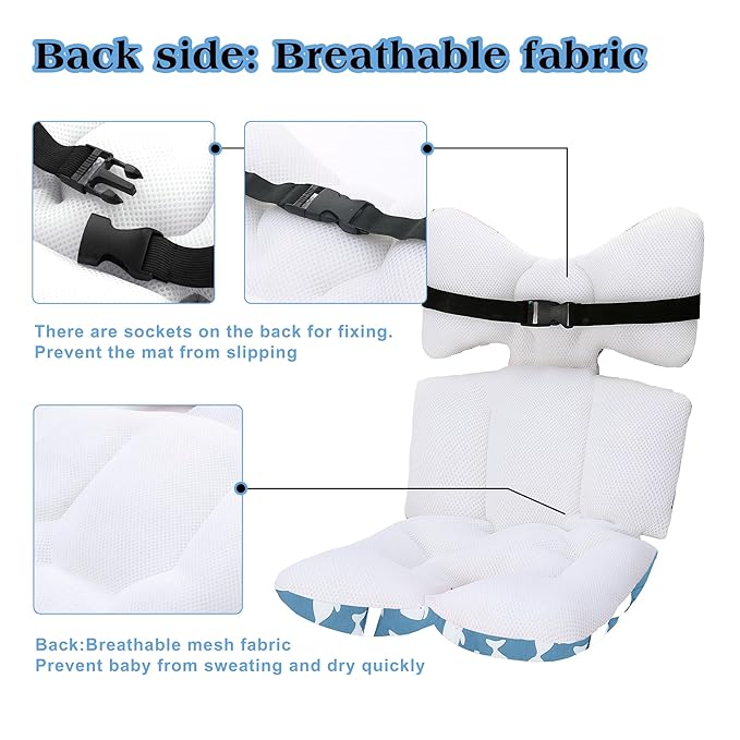 Baby Seat Pad Liner for Stroller–Soft and Breathable，3D Air Mesh Cotton Universal Baby Stroller Cushion (Whale)