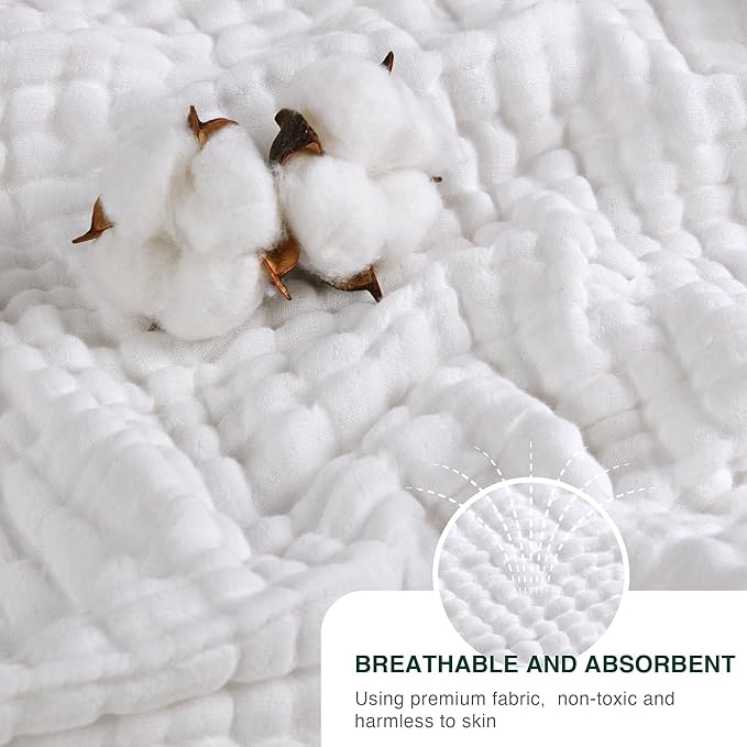 Love's cabin 6 Layer 100% Cotton Muslin Blanket, 108"x90" Muslin King Size Blanket for Bed Couch, Lightweight and Breathable Cotton Gauze for Adult, White